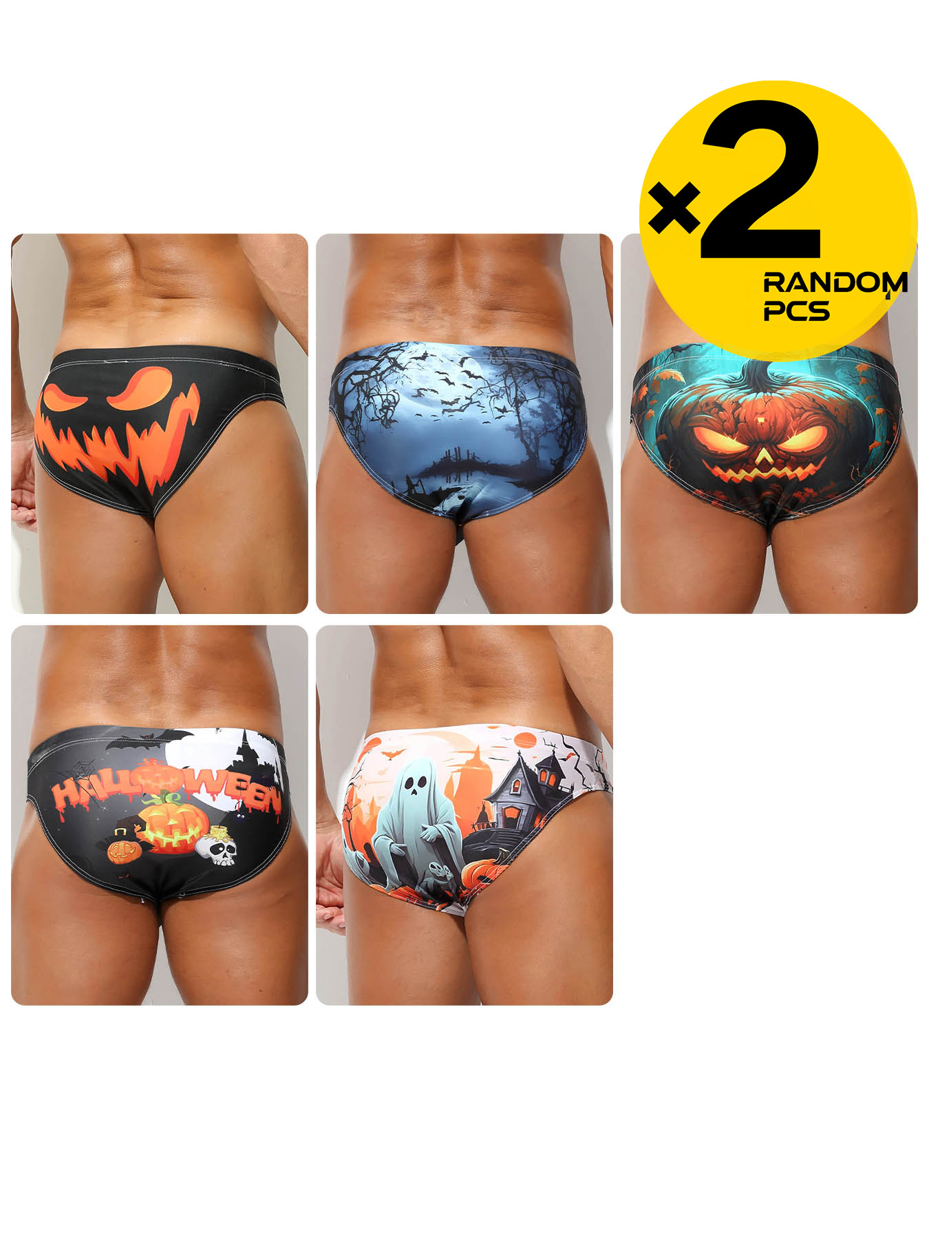 2Pcs Halloween Ghost Print Men - Aquarium Zombie ulasan dan harga