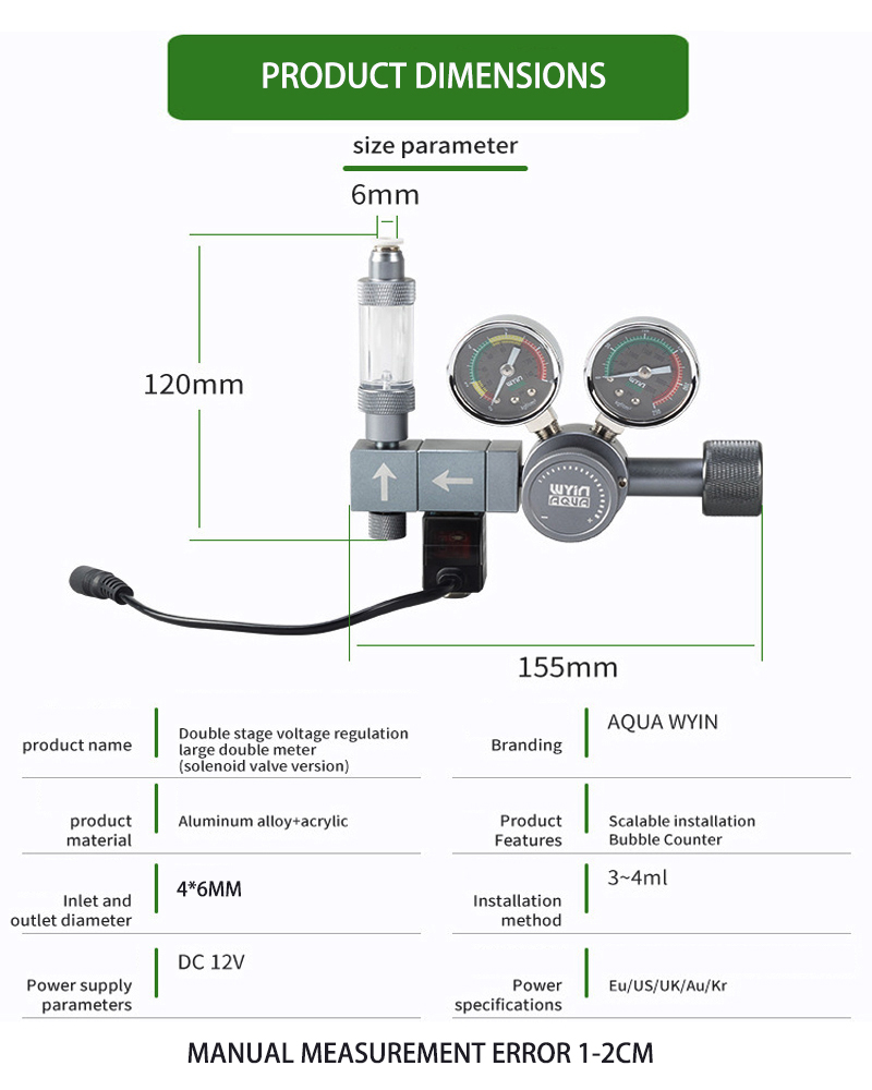 Aquarium DIY CO2 Regulator Dua - Co2 Regulator Dual Stage ulasan dan harga