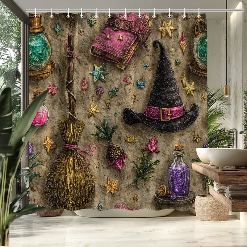 1pc Halloween Shower Curtain G - Aquarium Zombie ulasan dan harga
