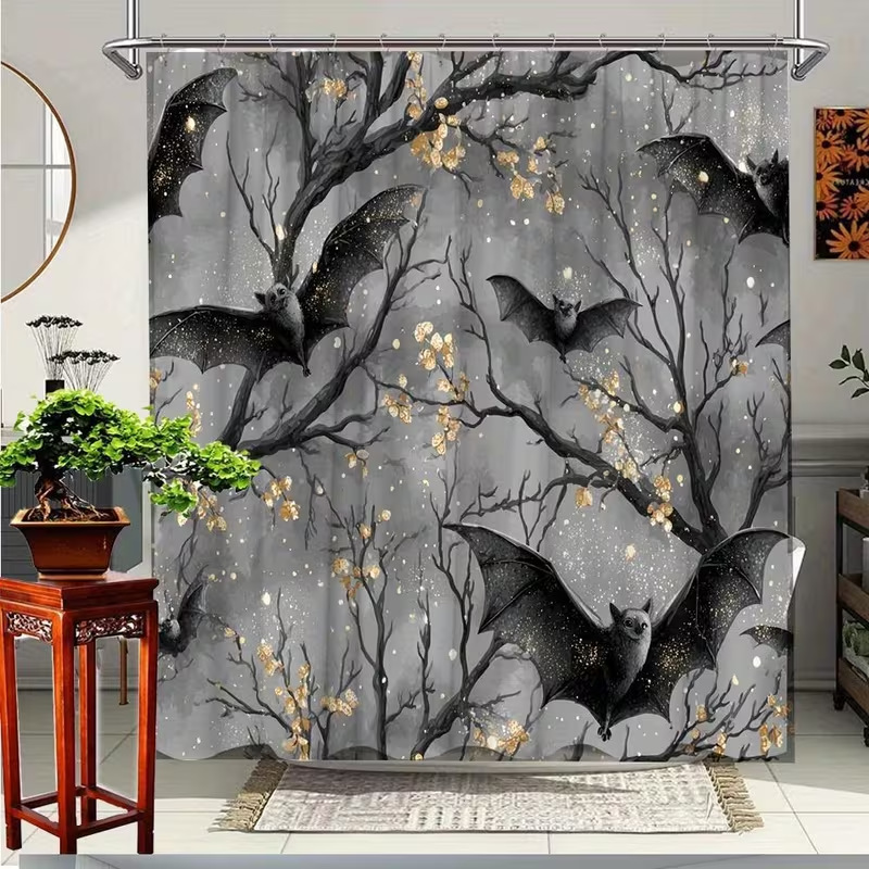 1pc Halloween Shower Curtain G - Aquarium Zombie ulasan dan harga