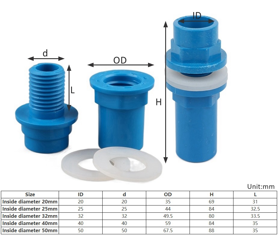 1pc ID 20/25/32/40/50mm PVC Wa - Aquarium Planet ulasan dan harga