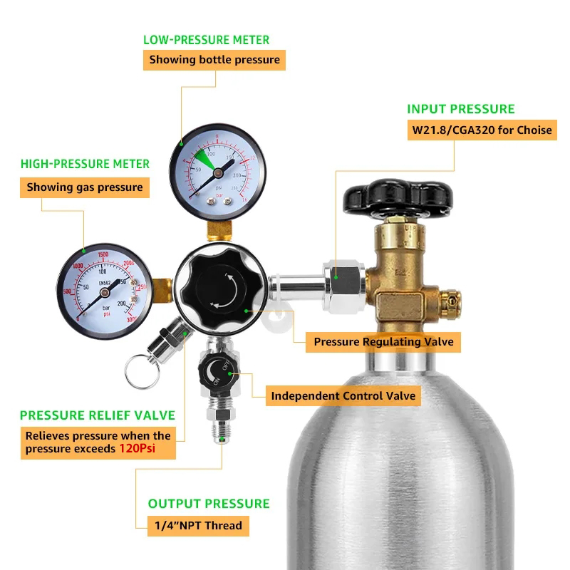 Dual Gauge Co2 Regulator High  - Co2 Regulator Dual Stage ulasan dan harga