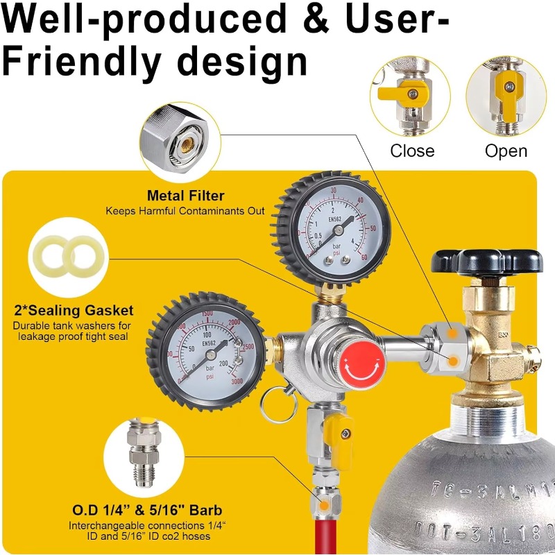 Dual Gauge CO2 Tank Regulator  - Co2 Regulator Dual Stage ulasan dan harga