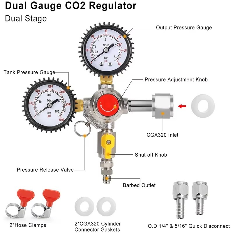 CO2 Regulator Draft Beer Regul - Co2 Regulator Dual Stage ulasan dan harga